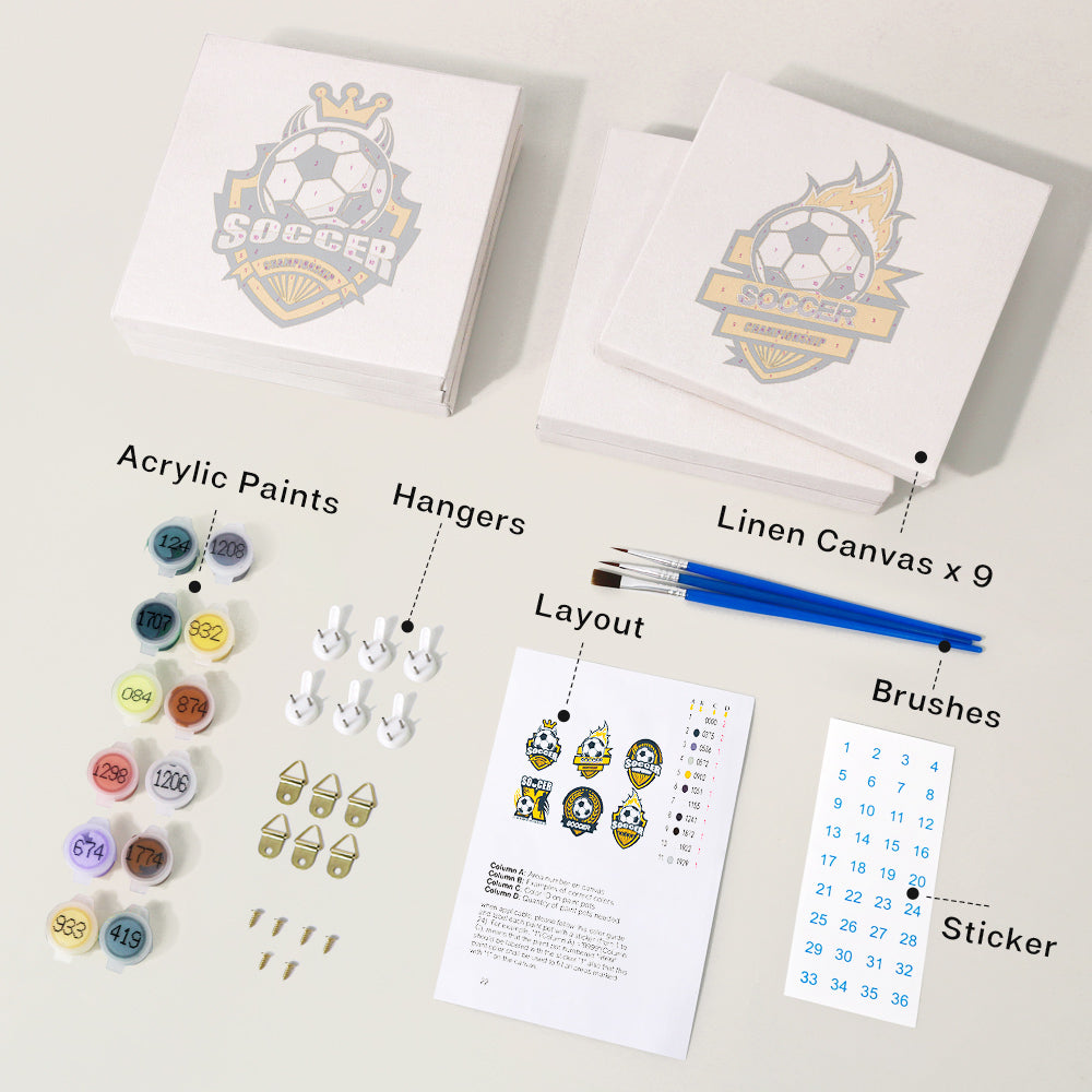 Soccer Championship Emblems mini paint by numbers – image 2