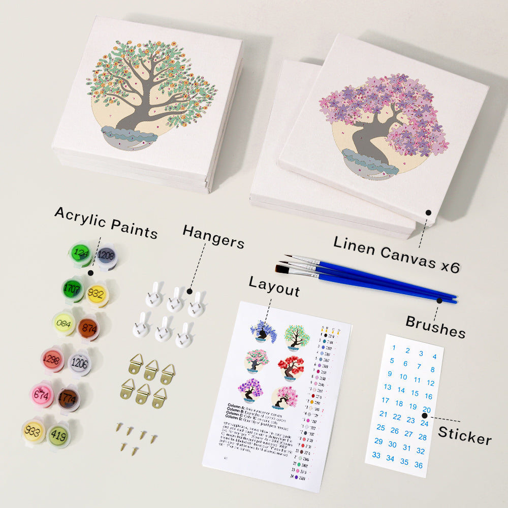 Blooming Bonsai Trees mini paint by numbers – image 3