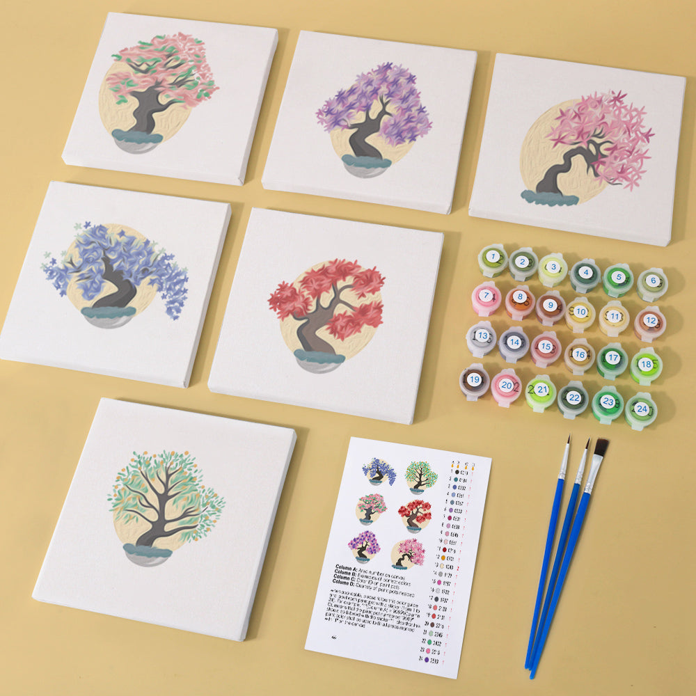 Blooming Bonsai Trees mini paint by numbers – image 8