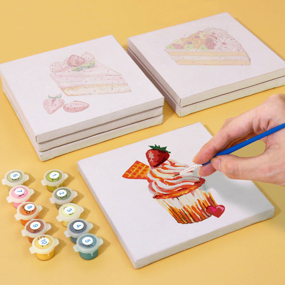 Pink Donut and Cherry Cupcake mini paint by numbers – image 4