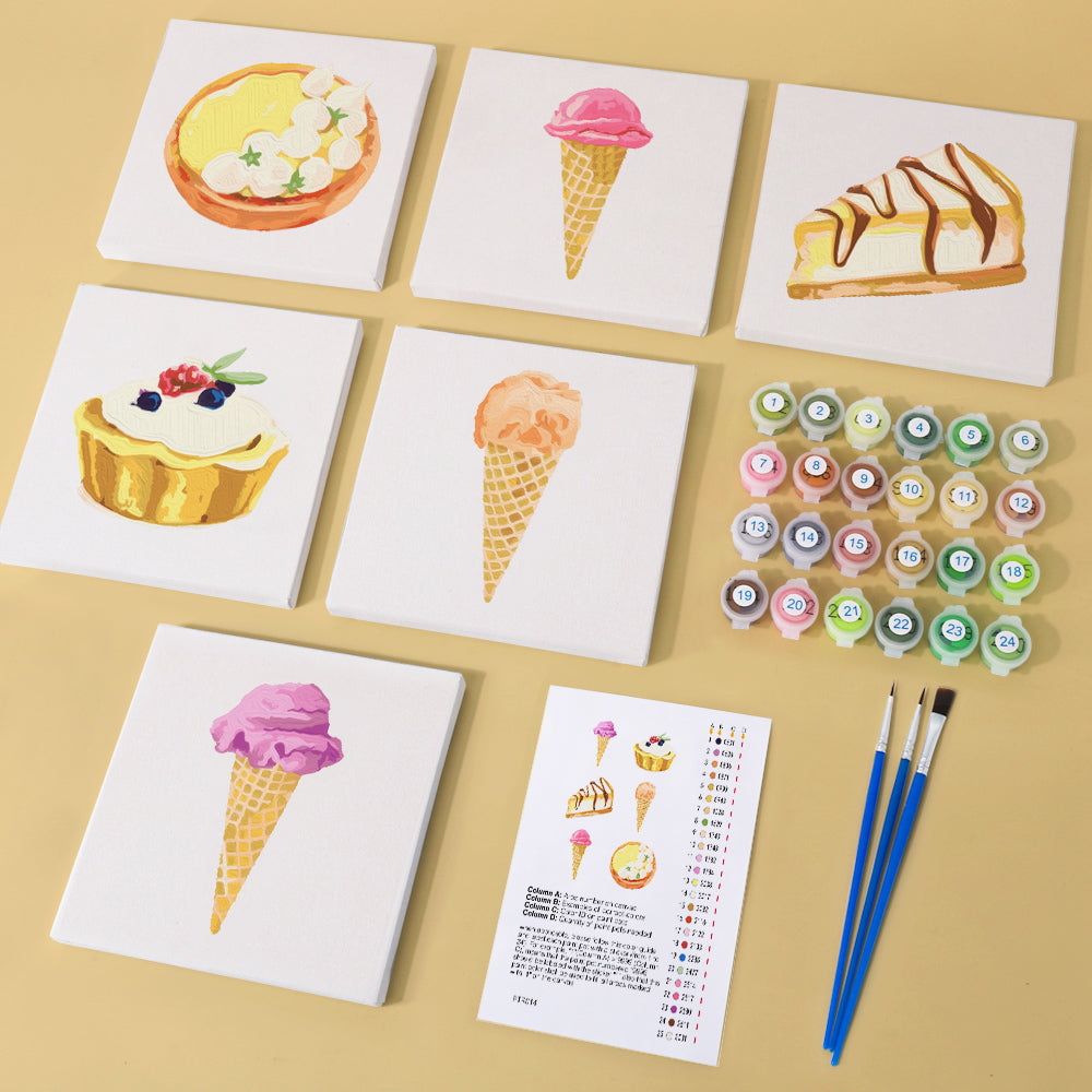Ice Cream Cones and Lemon Tart mini paint by numbers – image 1