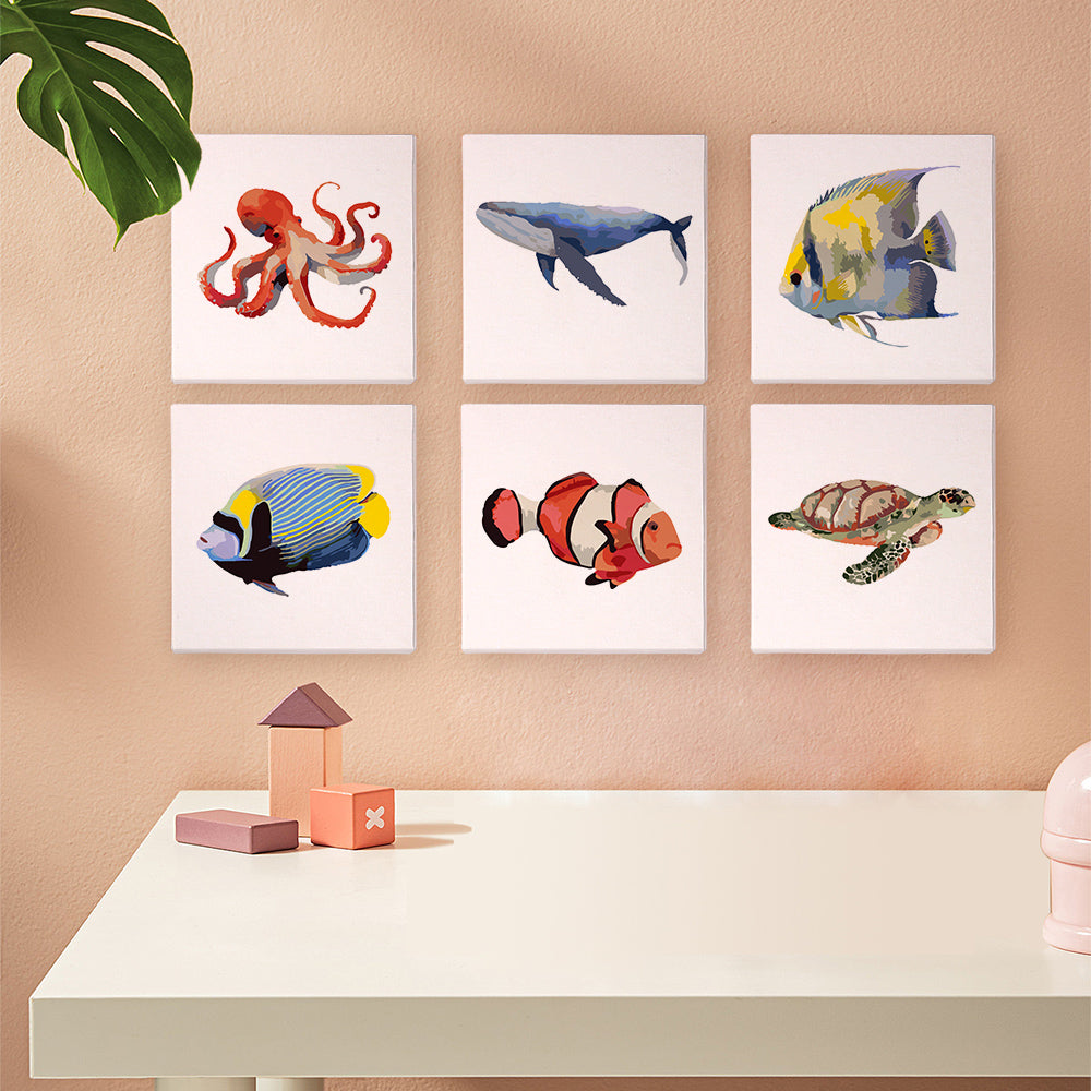 Octopus, Whale and Sea Turtle mini paint by numbers – image 9
