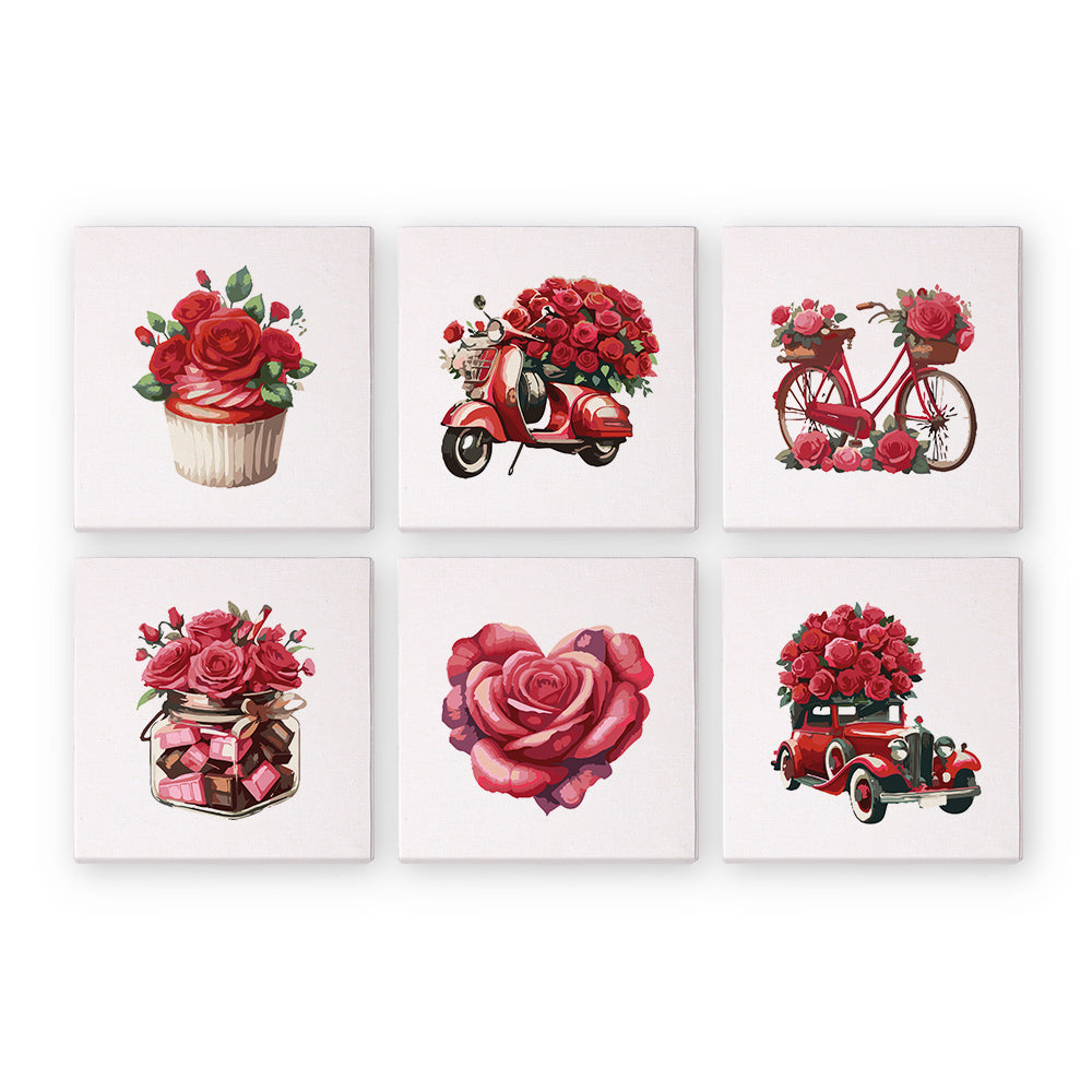 Red Roses and Vintage Vehicles mini paint by numbers – image 6
