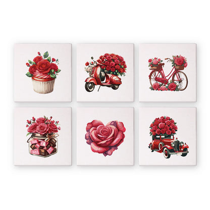 Red Roses and Vintage Vehicles mini paint by numbers – image 6