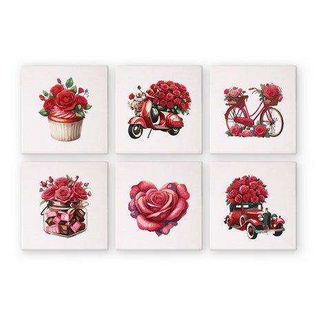 Red Roses and Vintage Vehicles mini paint by numbers – image 6