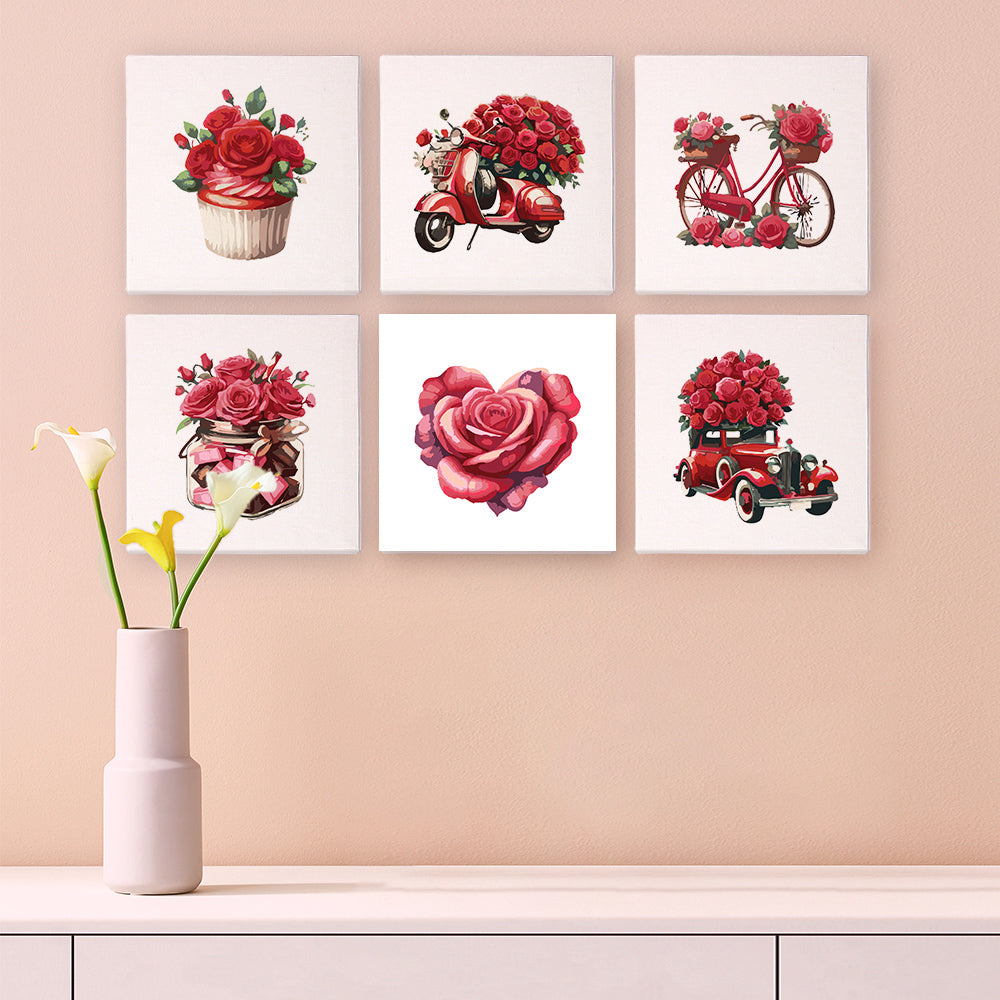 Red Roses and Vintage Vehicles mini paint by numbers – image 9