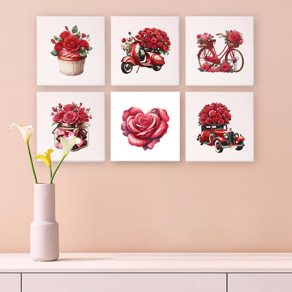 Red Roses and Vintage Vehicles mini paint by numbers – image 9
