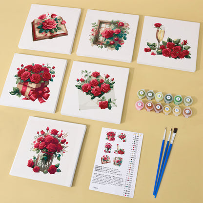 Romantic Red Rose Arrangements mini paint by numbers – image 1