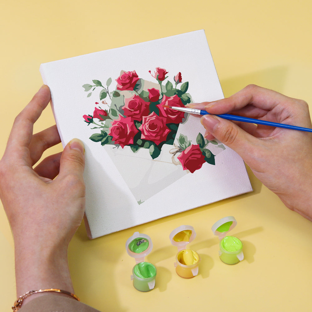 Romantic Red Rose Arrangements mini paint by numbers – image 4