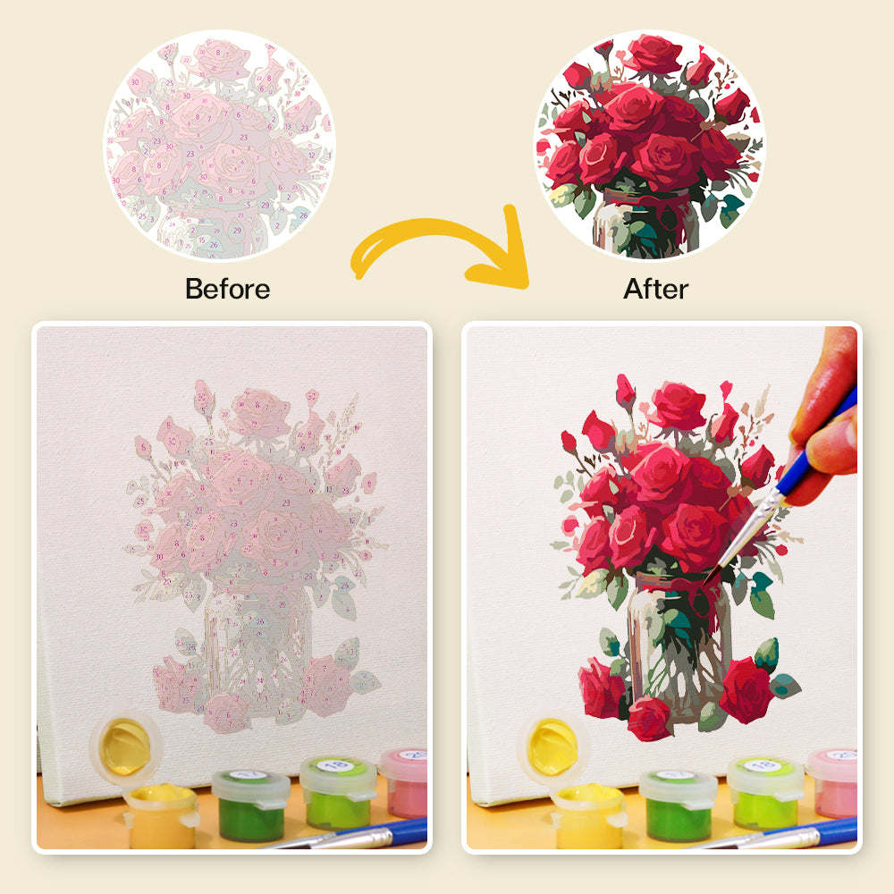 Romantic Red Rose Arrangements mini paint by numbers – image 7