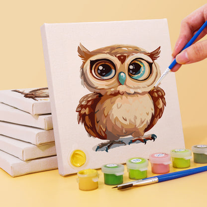 Big-Eyed Fluffy Owlets mini paint by numbers – image 3