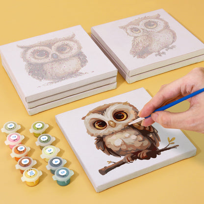 Big-Eyed Fluffy Owlets mini paint by numbers – image 4