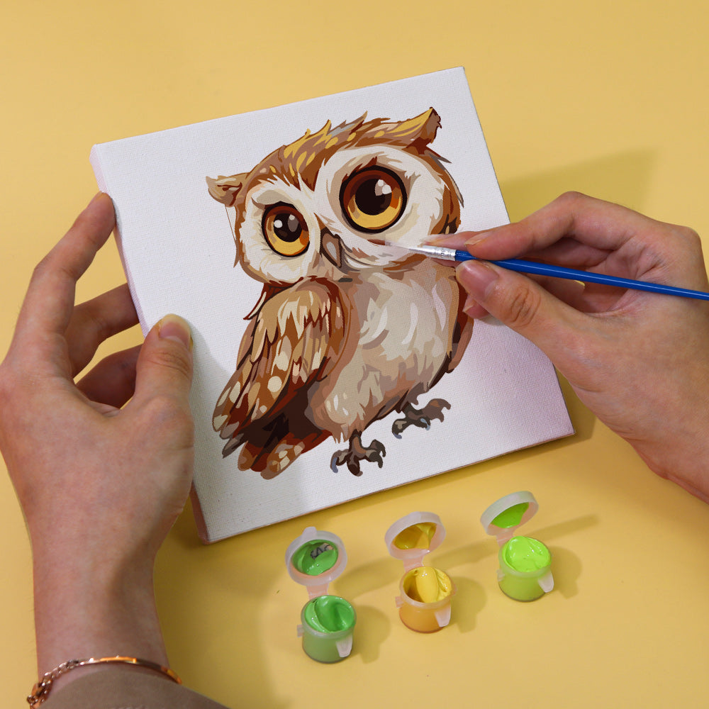 Big-Eyed Fluffy Owlets mini paint by numbers – image 5
