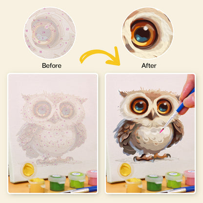 Big-Eyed Fluffy Owlets mini paint by numbers – image 8