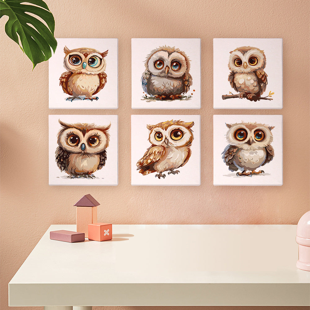 Big-Eyed Fluffy Owlets mini paint by numbers – image 9