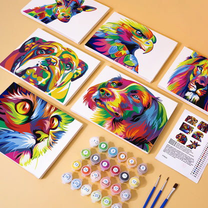 Rainbow Lion, Eagle and Bulldog mini paint by numbers – image 1