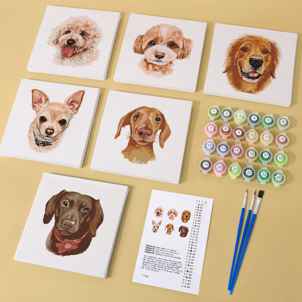 Adorable Dog Portraits mini paint by numbers – image 1