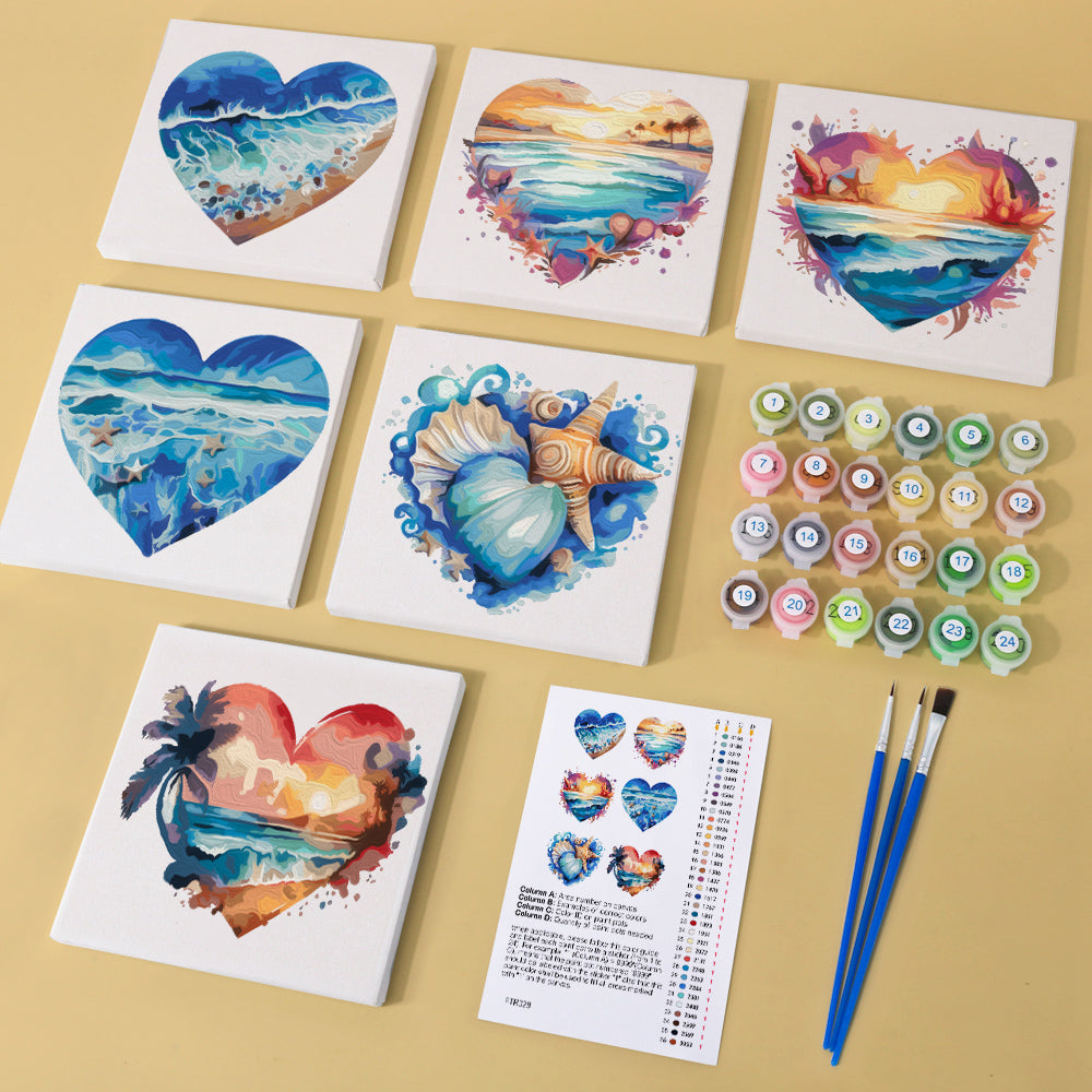 Heart Shaped Ocean Scenes mini paint by numbers – image 1