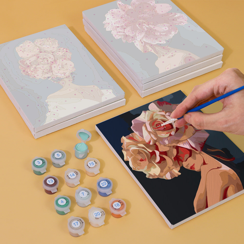 Rose-Headed Women on Navy mini paint by numbers – image 5