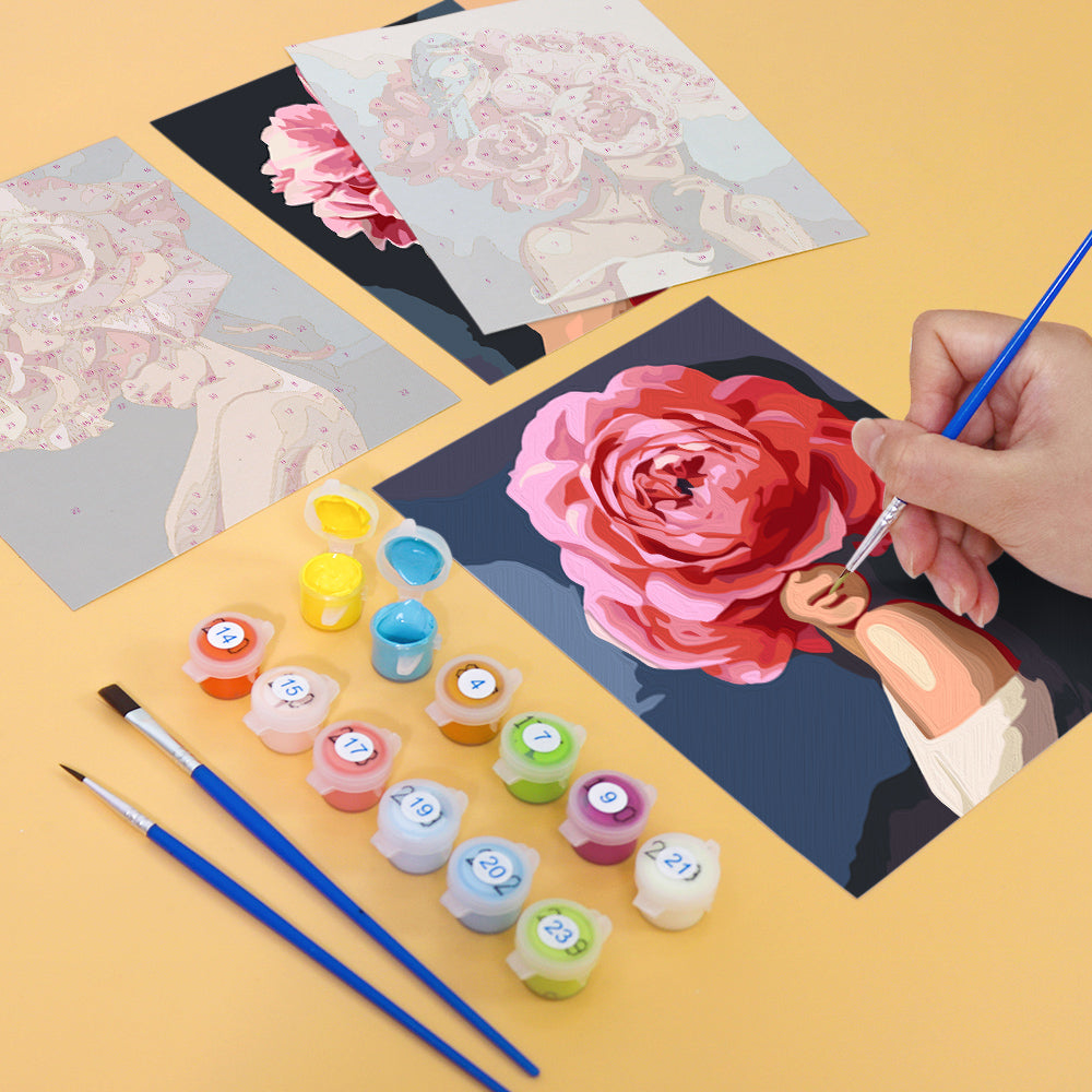 Rose-Headed Women on Navy mini paint by numbers – image 12