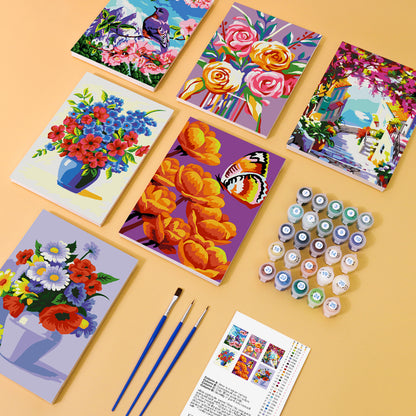 Bright Floral Garden Scenes mini paint by numbers – image 1