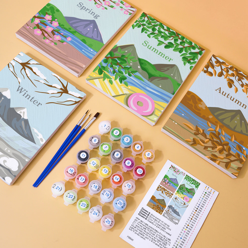 Spring to Winter Mountain Views mini paint by numbers – image 1