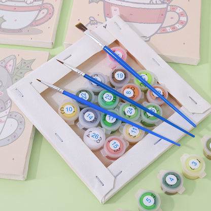 Christmas Cats in Teacups mini paint by numbers – image 2