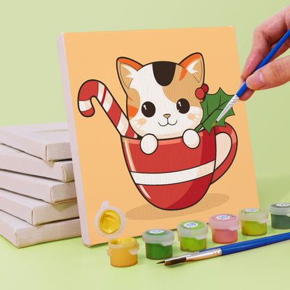 Christmas Cats in Teacups mini paint by numbers – image 3