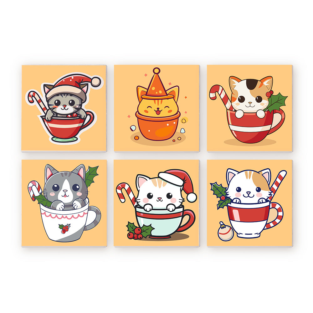 Christmas Cats in Teacups mini paint by numbers – image 6