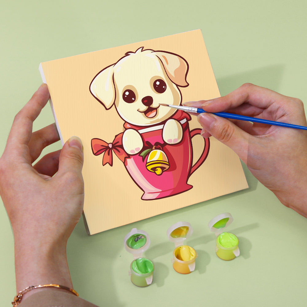 Christmas Puppies in Mugs mini paint by numbers – image 5
