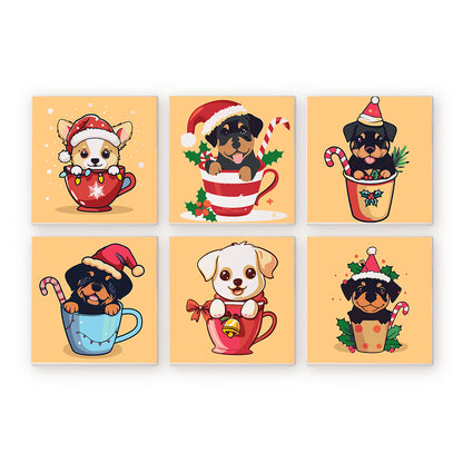 Christmas Puppies in Mugs mini paint by numbers – image 6