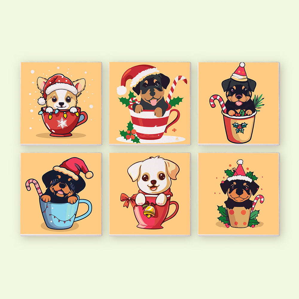 Christmas Puppies in Mugs mini paint by numbers – image 7