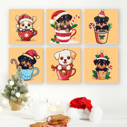 Christmas Puppies in Mugs mini paint by numbers – image 10