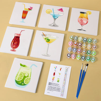 Tequila Sunrise and Mojito Glasses mini paint by numbers – image 1