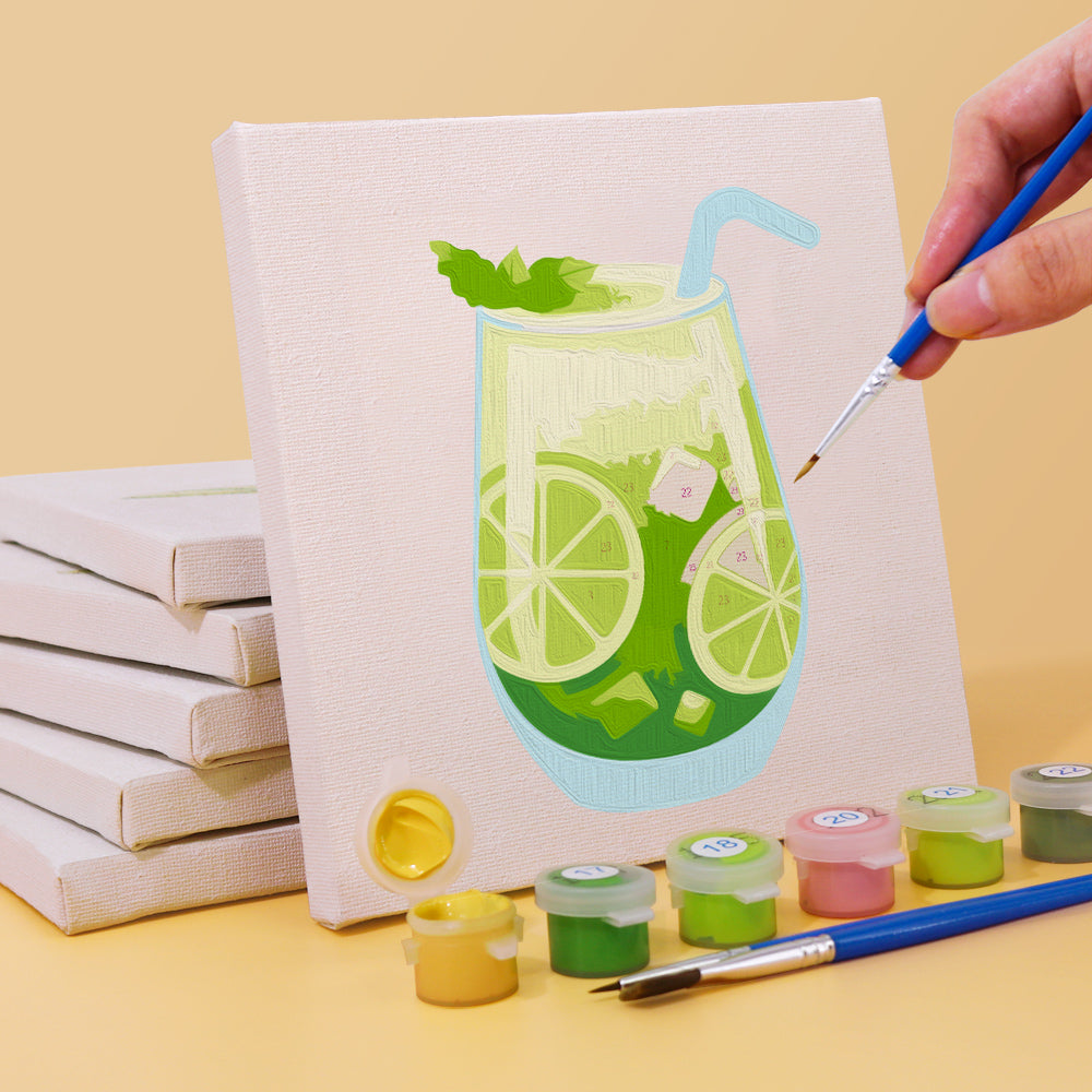 Tequila Sunrise and Mojito Glasses mini paint by numbers – image 4