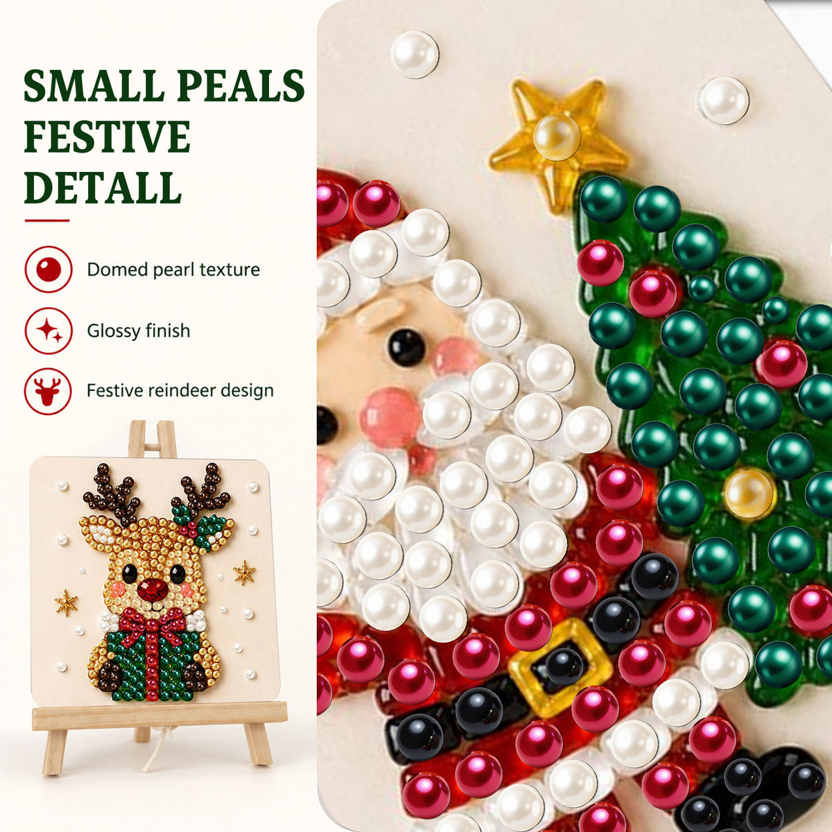 Santa Beside a Star-Topped Tree (Pearl Painting Easel Kit)