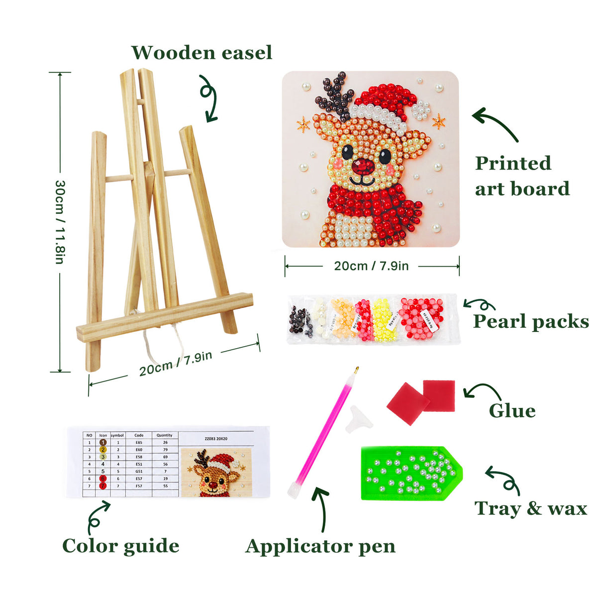 Santa Beside a Star-Topped Tree (Pearl Painting Easel Kit)