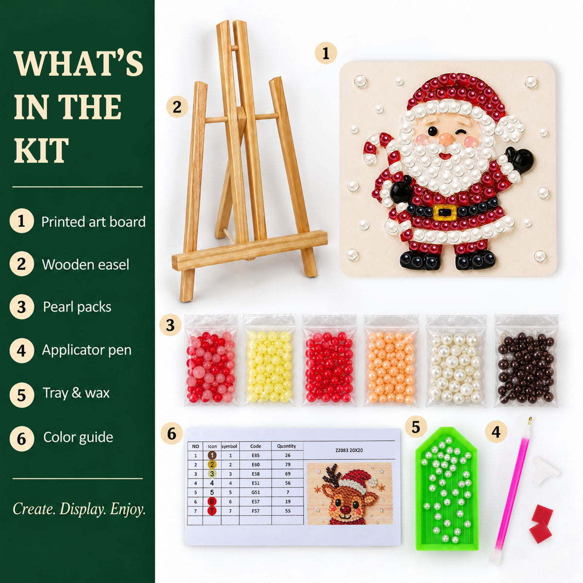 Candy Cane Santa Says Hello (Pearl Painting Easel Kit)