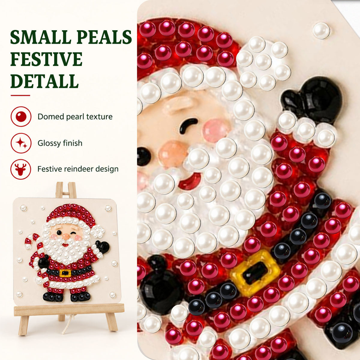 Candy Cane Santa Says Hello (Pearl Painting Easel Kit)