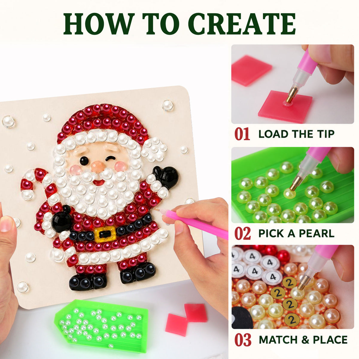 Candy Cane Santa Says Hello (Pearl Painting Easel Kit)