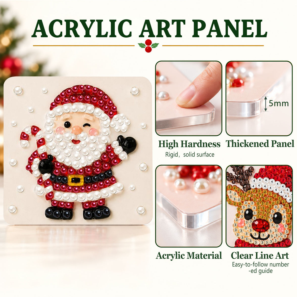 Candy Cane Santa Says Hello (Pearl Painting Easel Kit)