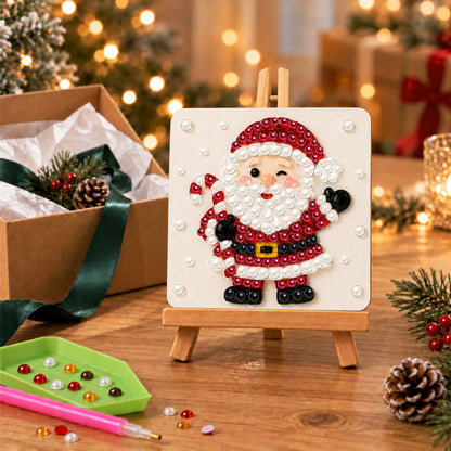 Candy Cane Santa Says Hello (Pearl Painting Easel Kit)