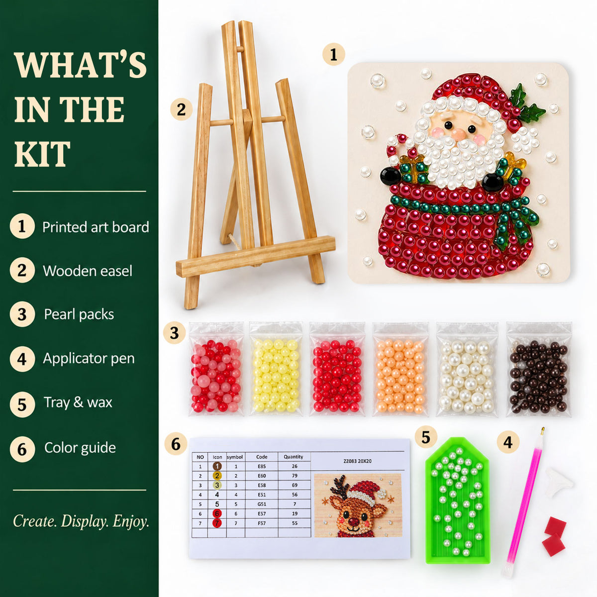 Santa Peeking Over a Red Sack (Pearl Painting Easel Kit)