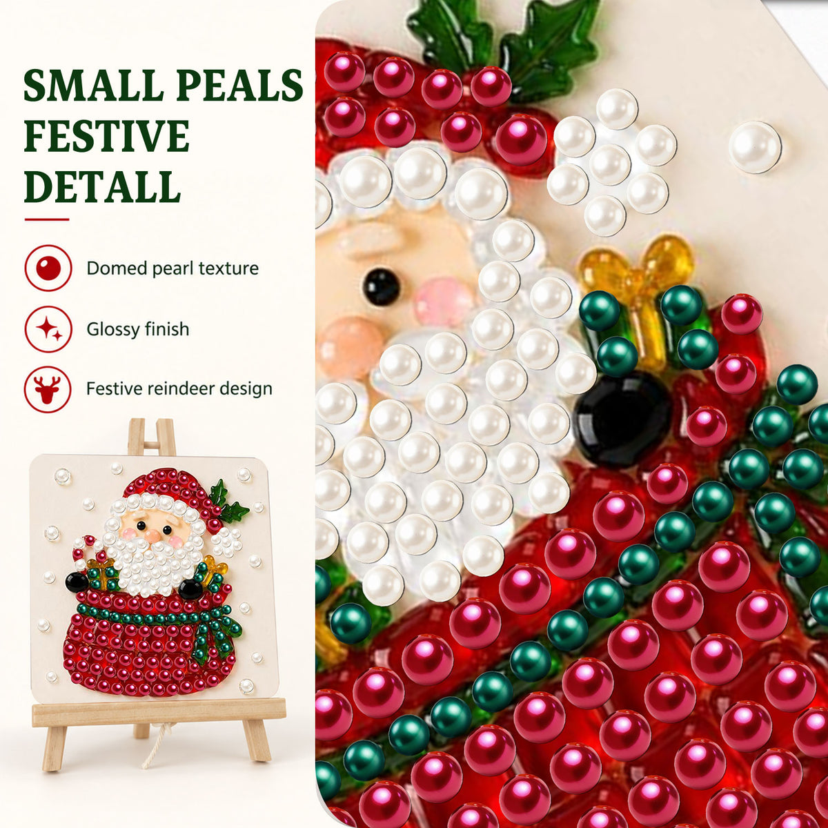 Santa Peeking Over a Red Sack (Pearl Painting Easel Kit)