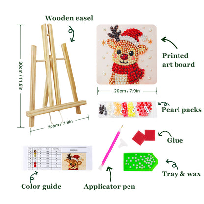 Santa Peeking Over a Red Sack (Pearl Painting Easel Kit)