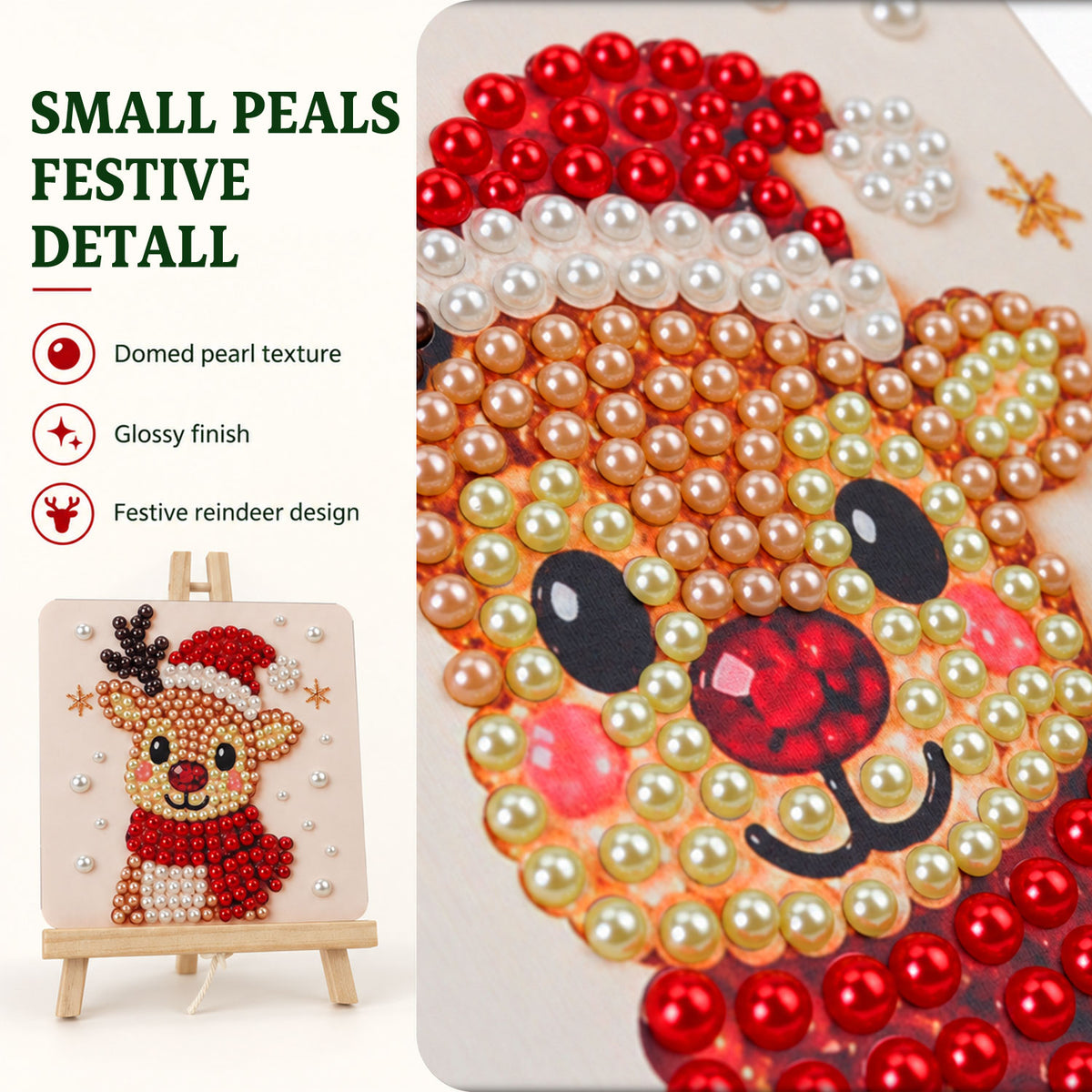 Bundled-Up Reindeer in Red (Pearl Painting Easel Kit)