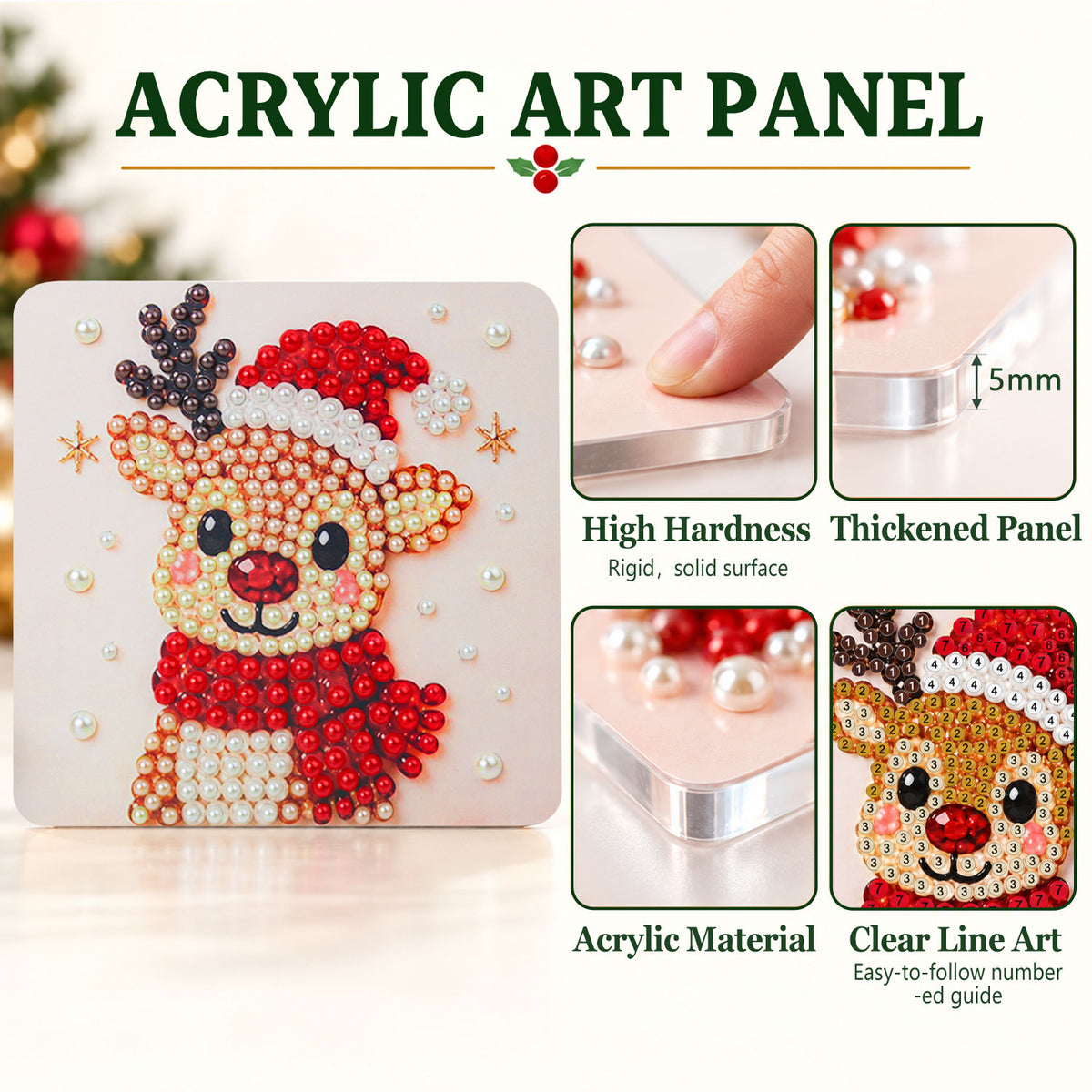 Bundled-Up Reindeer in Red (Pearl Painting Easel Kit)