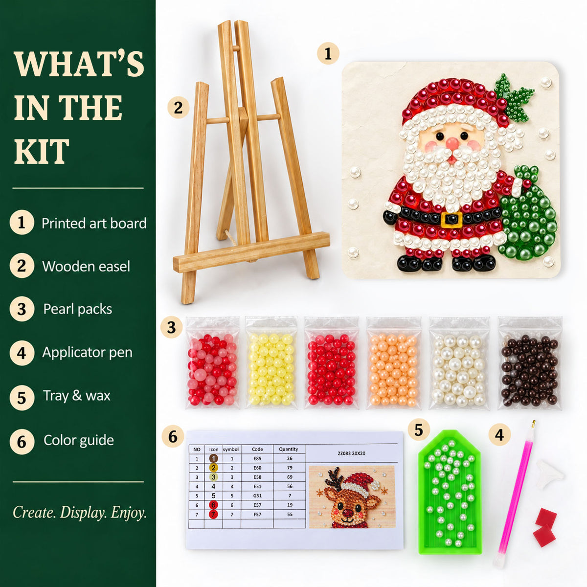 Santa Toting a Green Sack (Pearl Painting Easel Kit)