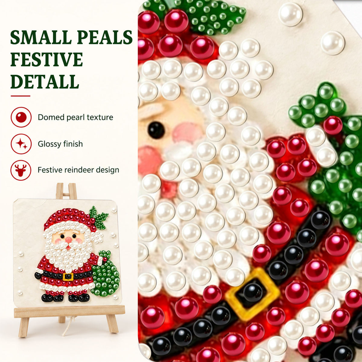 Santa Toting a Green Sack (Pearl Painting Easel Kit)