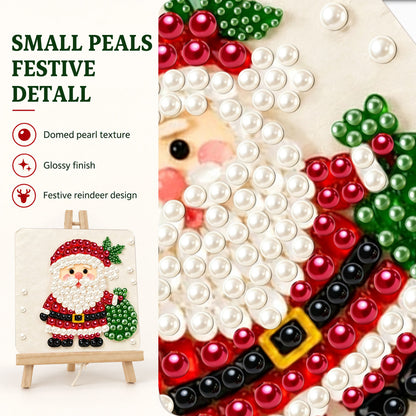 Santa Toting a Green Sack (Pearl Painting Easel Kit)